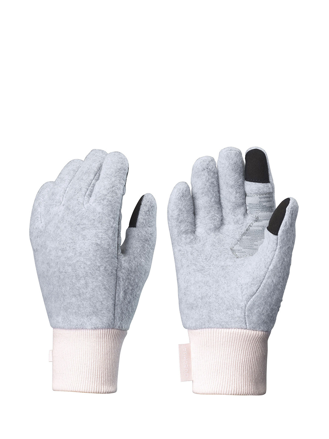 Decathlon QUECHUA - Kids Grey Fleece Touchscreen Compatible Winter Gloves