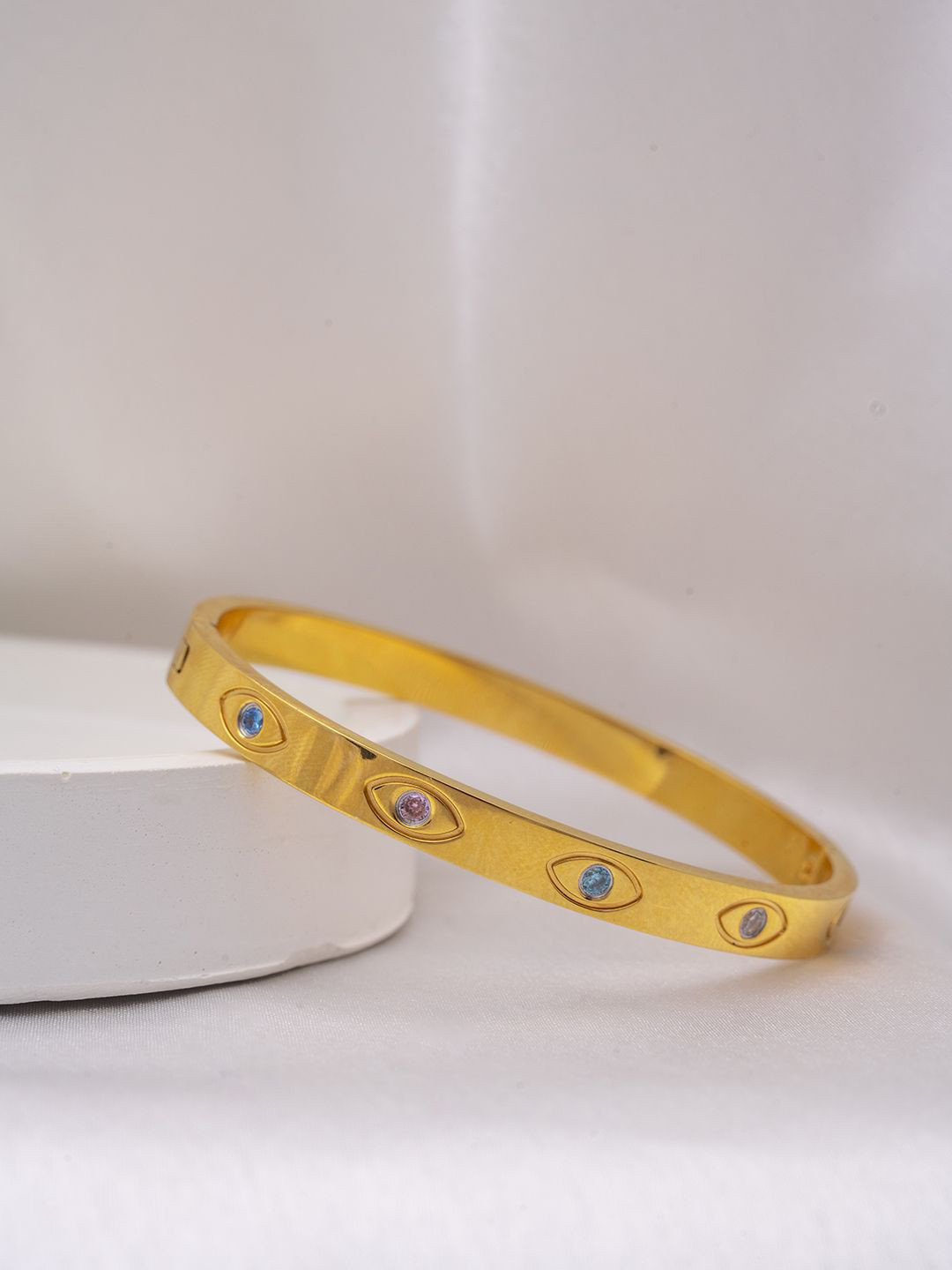 Perfectly Average Women & Girls 18k Gold Plated Evil Eye Bangle
