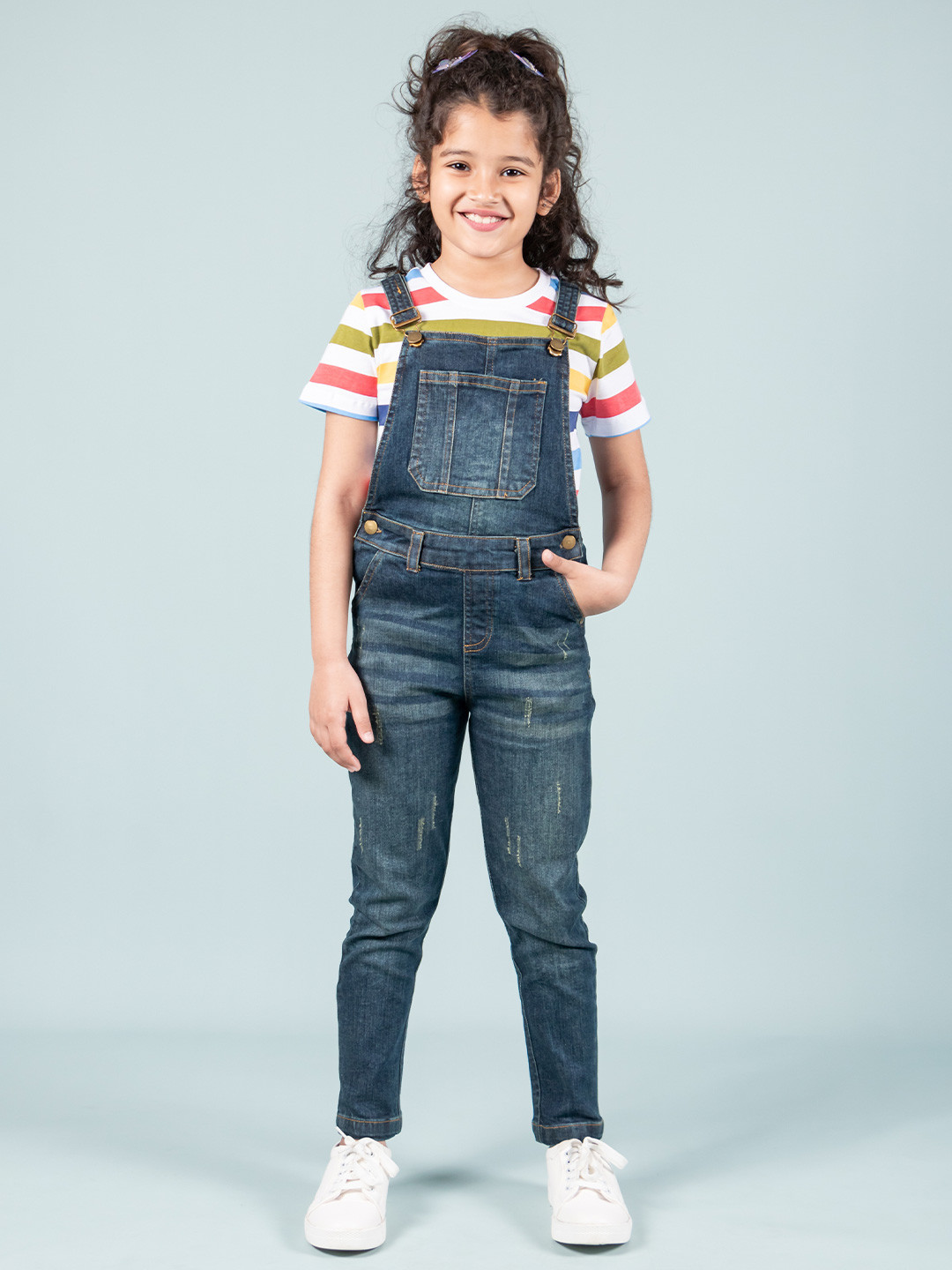 TWEENY MINI Girls Denim Slim-Fit Dungaree