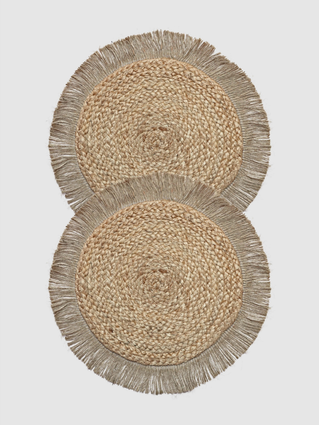 PAROKSH Brown 2 Pieces Fringed Jute Round Table Placemats