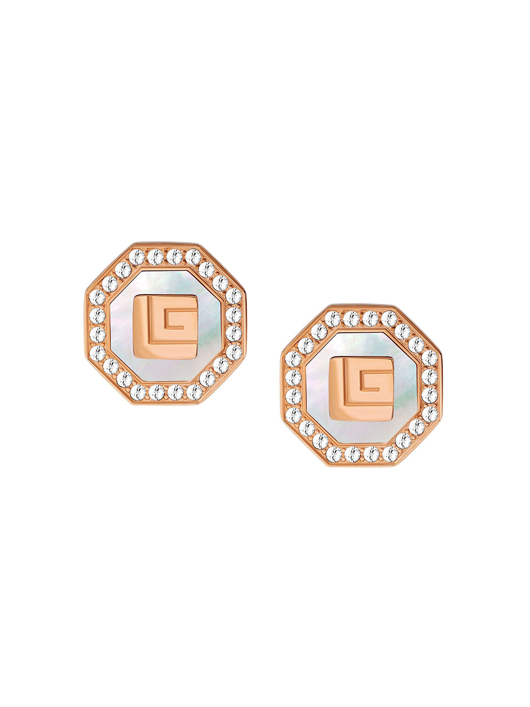 Guy Laroche Rose Gold Plated Artificial Stones Stainless Steel Studs
