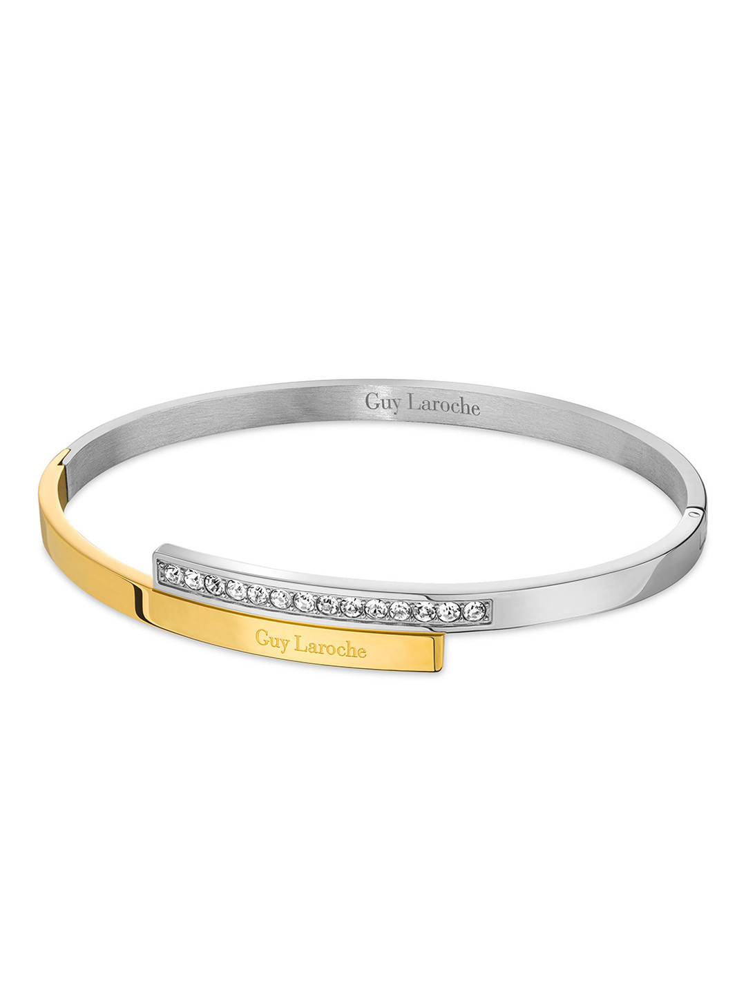 Guy Laroche Aurore Silver Plated Stainless Steel Stone Studded Bangle-Style Bracelet