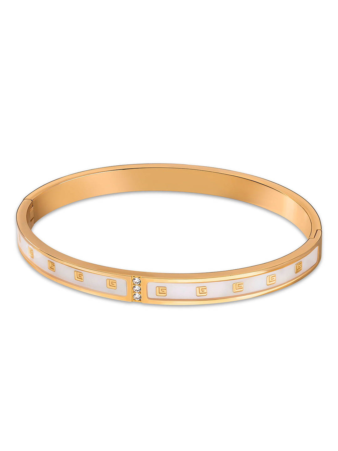 Guy Laroche Grace Rose Gold-Plated Stainless Steel Crystal Studded Bangle-Style Bracelet