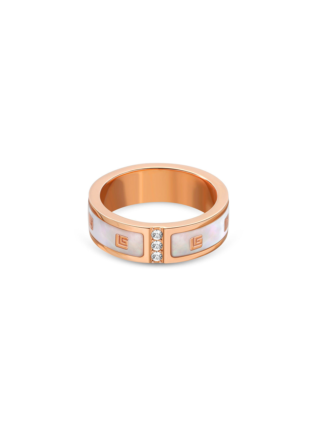 Guy Laroche Grace Rose Gold-Plated Stainless Steel Crystals Studded Finger Ring