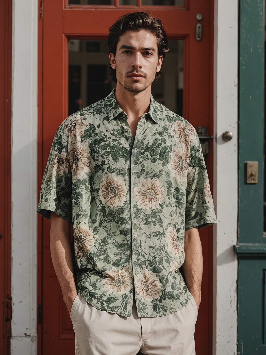 Mens floral dress shirts h&m cheap