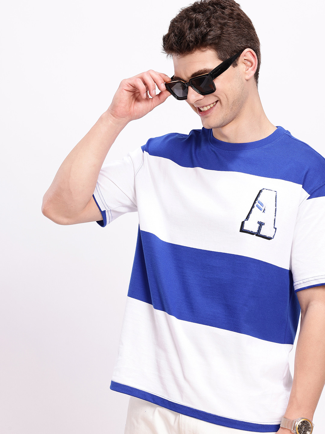 Aeropostale Colourblocked Tufting Effect Relaxed Fit Pure Cotton T-shirt