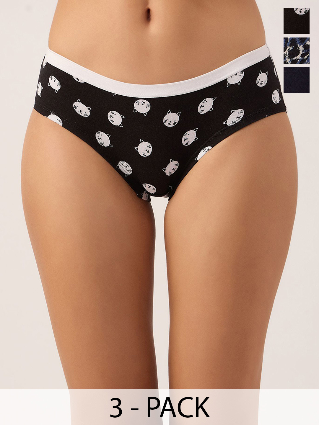 DressBerry Pack Of 3 Women Hipster Mid Rise Brief DB-CHV-3PP-04