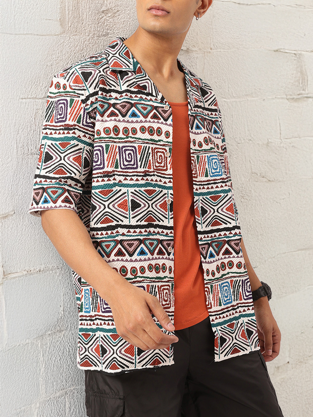 Kook N Keech Classic Yet Contemporary Tribal Printed Textured Relax Shirt
