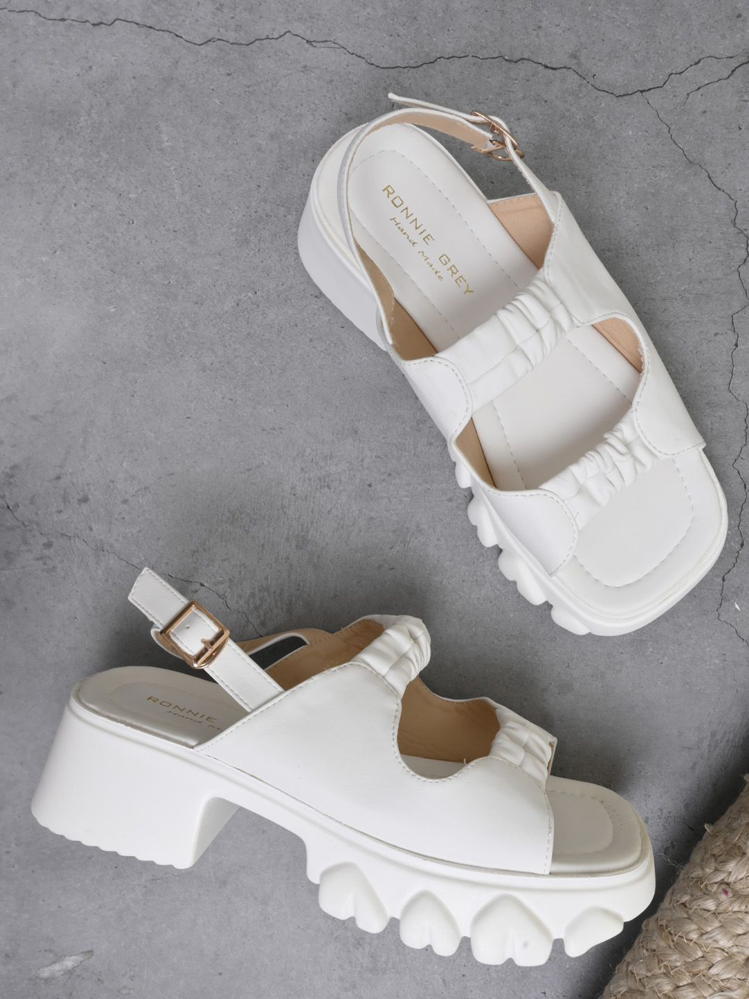 Ronnie Grey Backstrap Platform Sandals