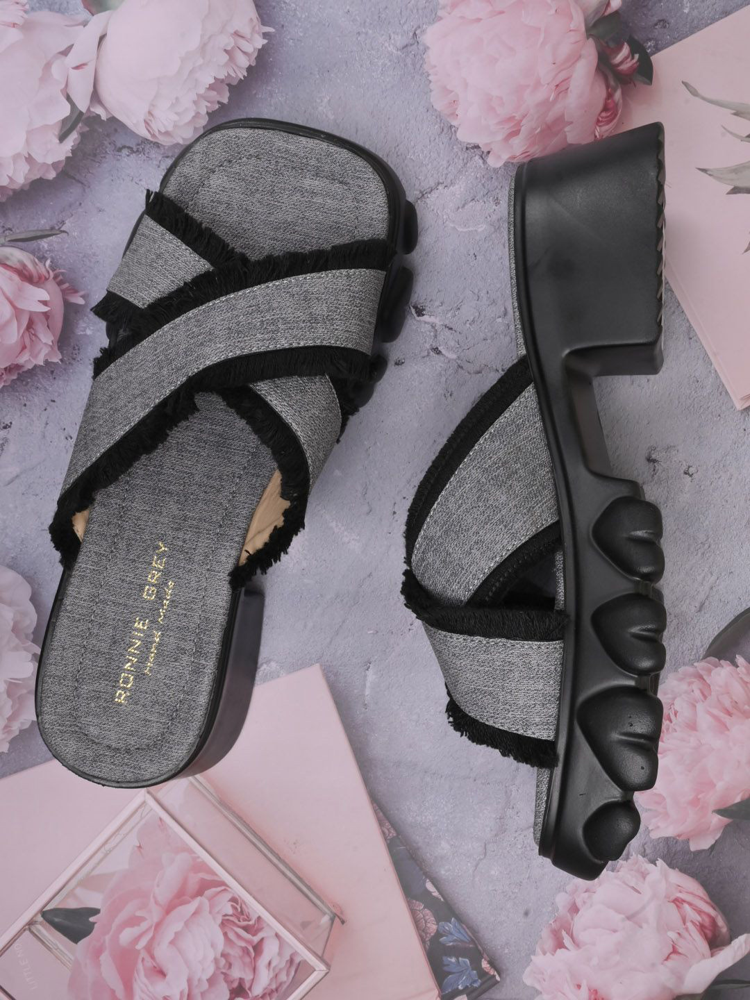 Ronnie Women Textured PU Block Sandal Heels