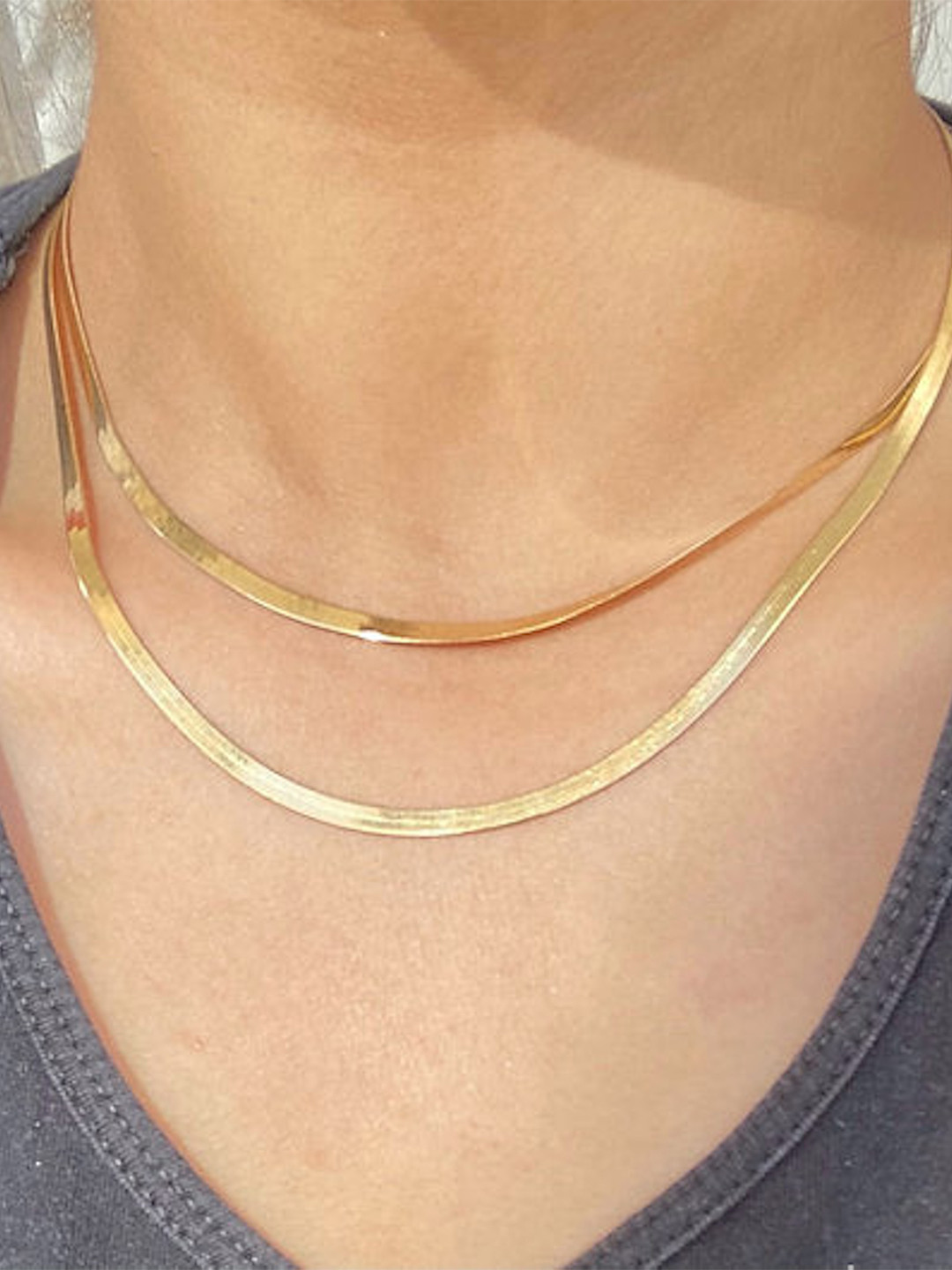 Anushka Jain Jewellery 925 Sterling Silver Gold-Plated Stacked Snake Chain