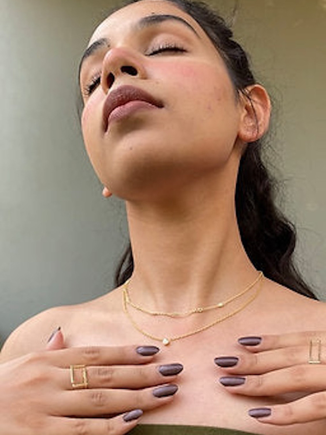 Anushka Jain Jewellery 925 Sterling Silver Gold-Plated Stacked Diamond Necklace