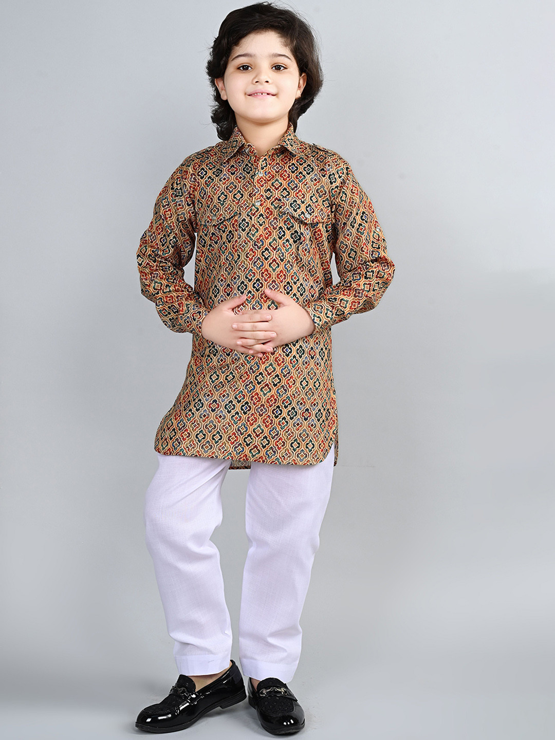 ahhaaaa Boys Floral Printed Straight Kurta with Pyjamas