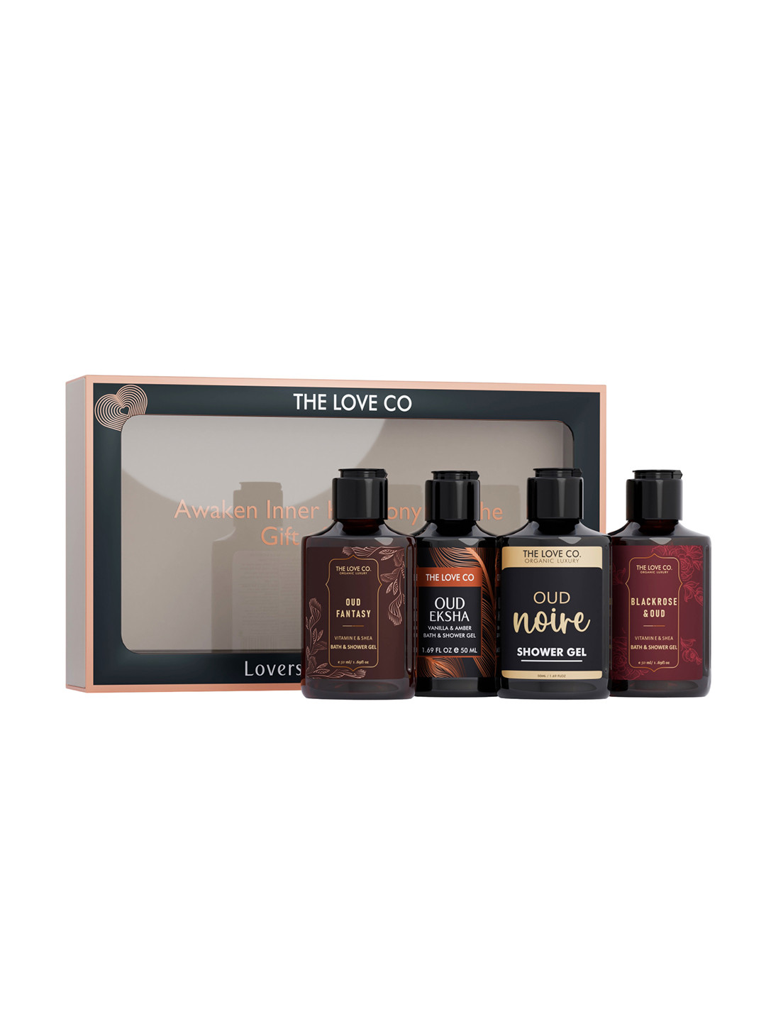The Love Co Set Of 4 Oudh Accord, Black Rose, Oud Eksha & Oud Noir Shower Gel - 50ml Each