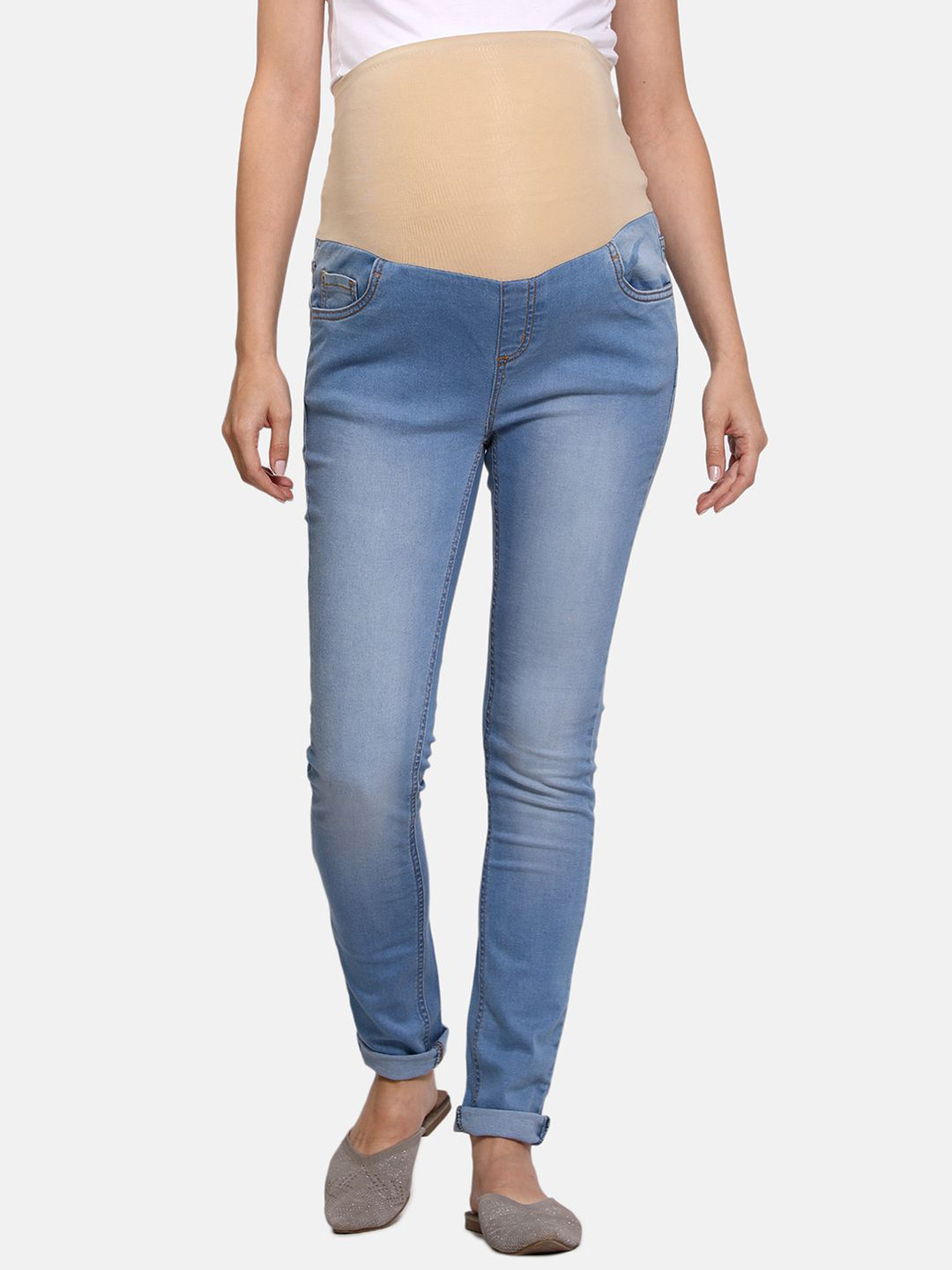MINI KLUB Women Faded High-Rise Maternity Trousers