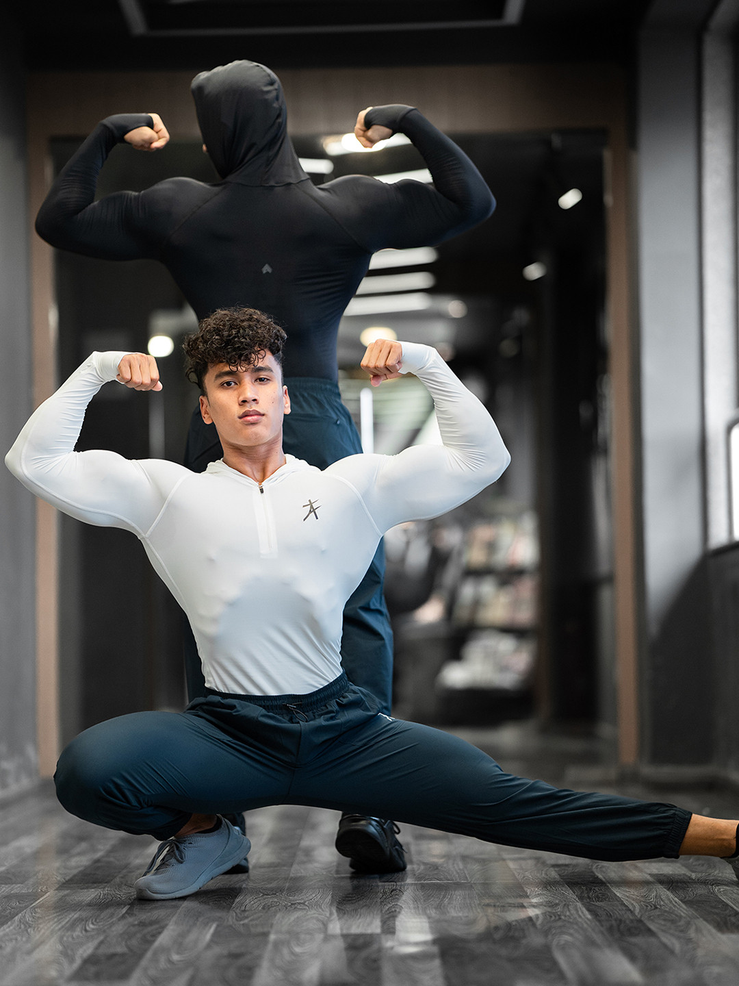 Athflex Men  Nylon-Spandex Blend Assassin Compression Body Fit Gym Hoodie