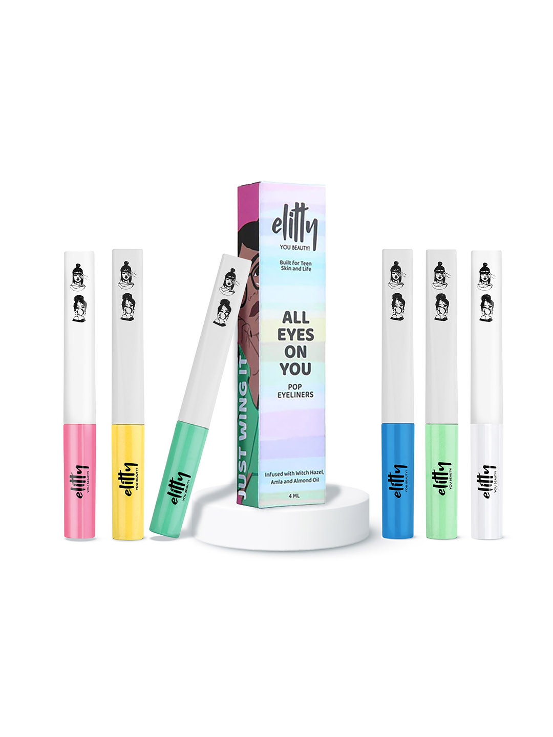 Elitty Summer Shades Set Of 6 Pop Colour Waterproof Eyeliner 24ml Each