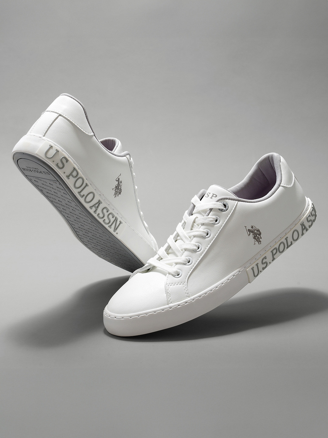 U.S. Polo Assn. Men PU Printed Round Toe Lace-Ups Sneakers PLANAL