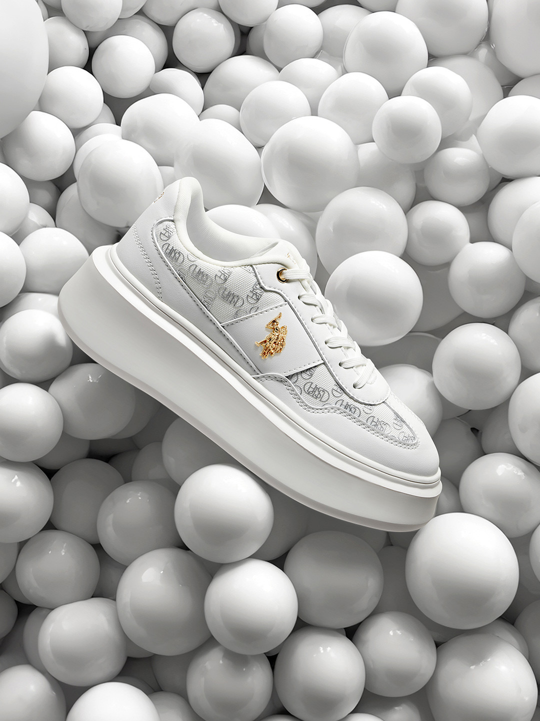 U.S. Polo Assn. Women Printed Lace-Ups PU Sneakers MARLENE