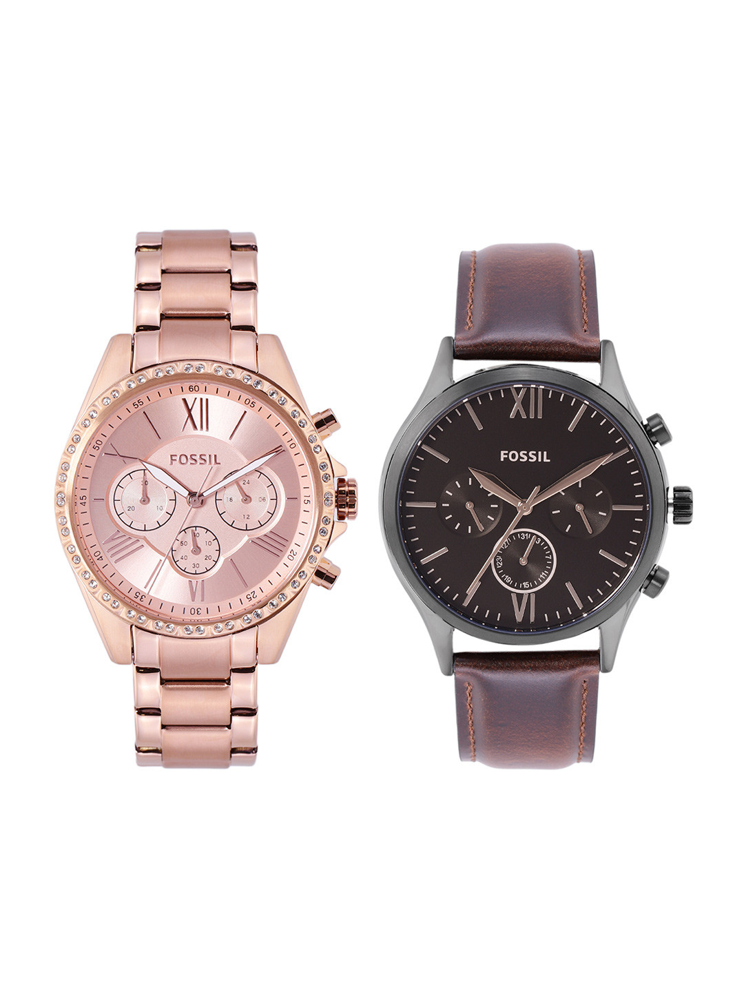 Fossil Modern Courier Unisex Set Of 2 Embellished Analogue Watches 15149286-1-14872732-1