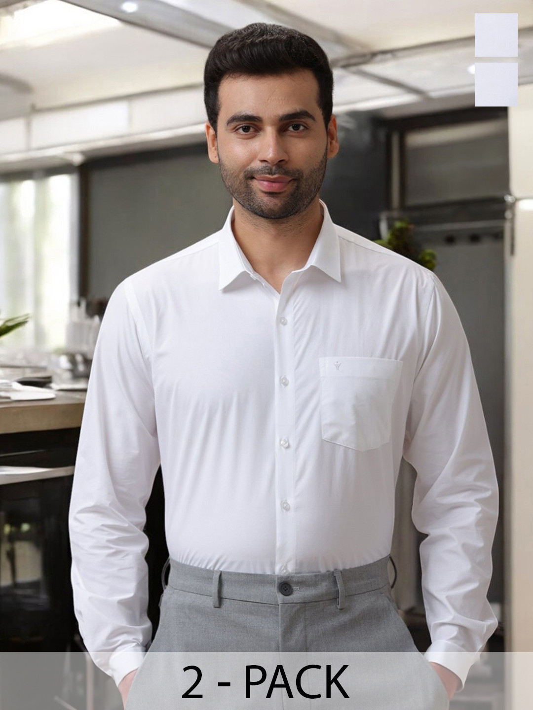 RAMRAJ Winner Men Pack of 2 Pure Cotton Solid Full Sleeves Shirts