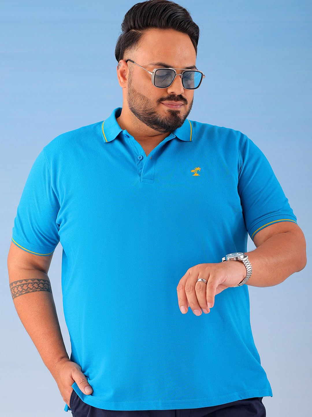 Hardsoda by The Indian Garage Co Men Plus Size Regular Fit Polo T-shirt