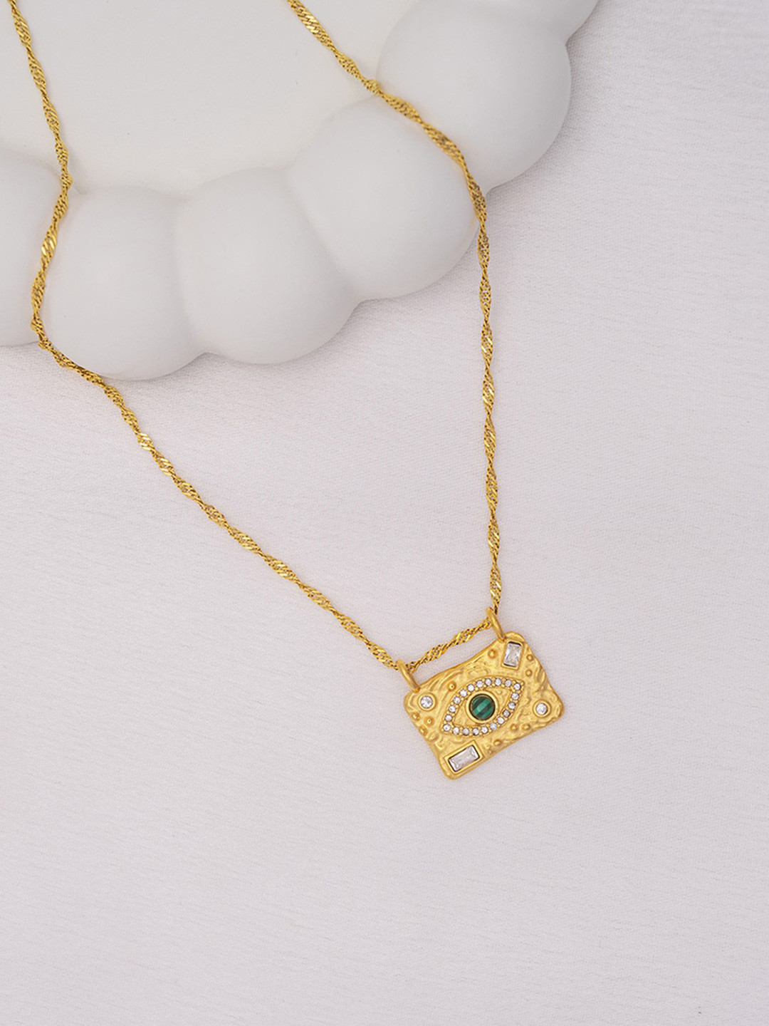 Perfectly Average Women 18k Gold Plated Jewellery Malachite Evil Eye Chain