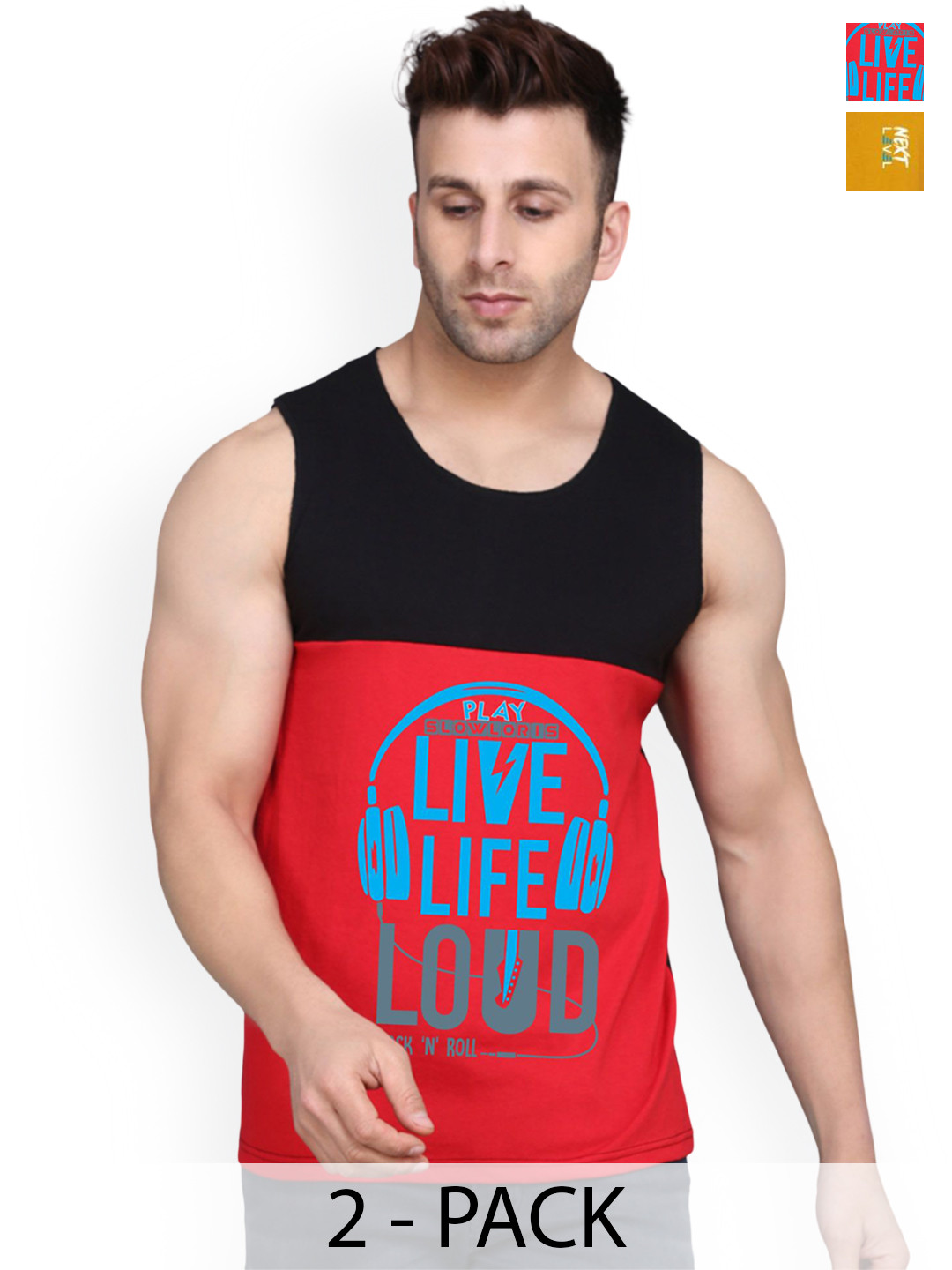 SLOWLORIS Men Pack of 2 Printed Innerwear Vests