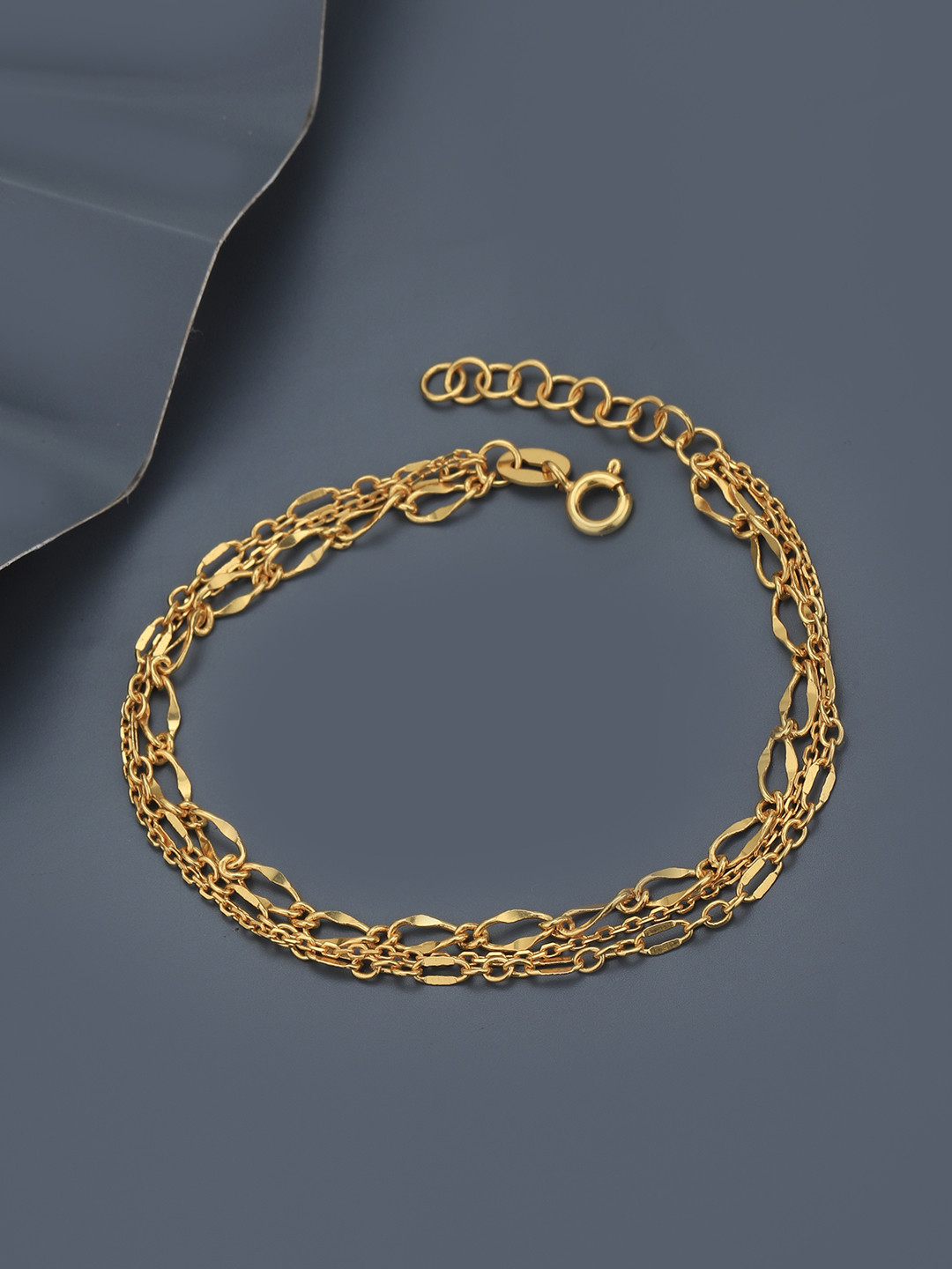 Carlton London Women 18kt Gold Plated Double Chain Adjustable Link Bracelet