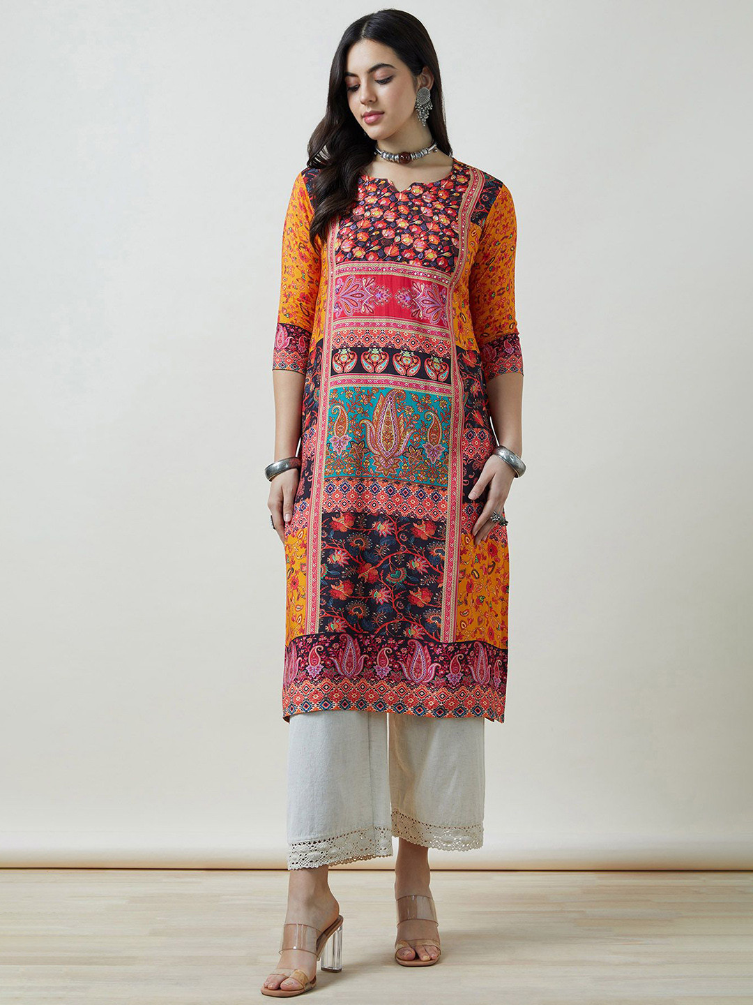 Soch Women Viscose Muslin Ethnic Motifs Kurta With Sequins