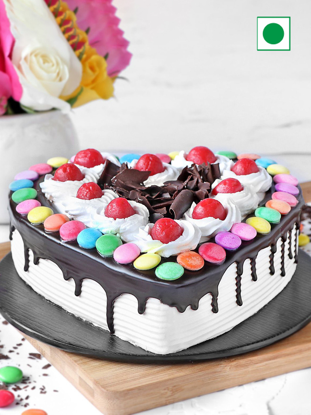 IGP Black Forest Eggless Heart Cake - 1 Kg