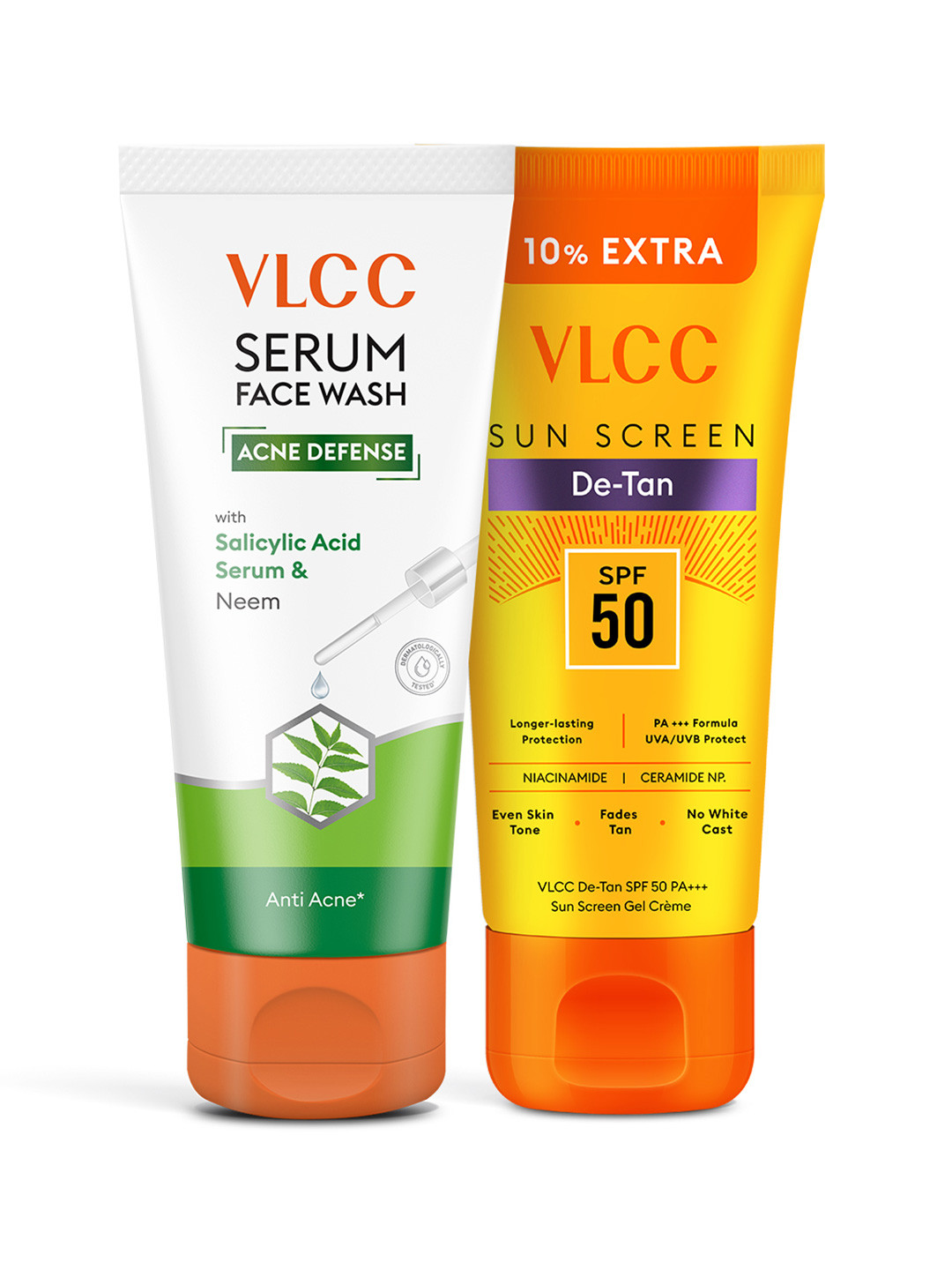 VLCC DeTan SPF 50 Gel Creme & Acne Face Wash Combo with Salicylic & Neem