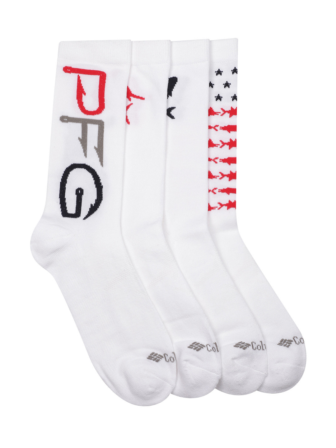 Columbia Men Pack of 4 Patterned Calf Length PFG Americana Crew Socks