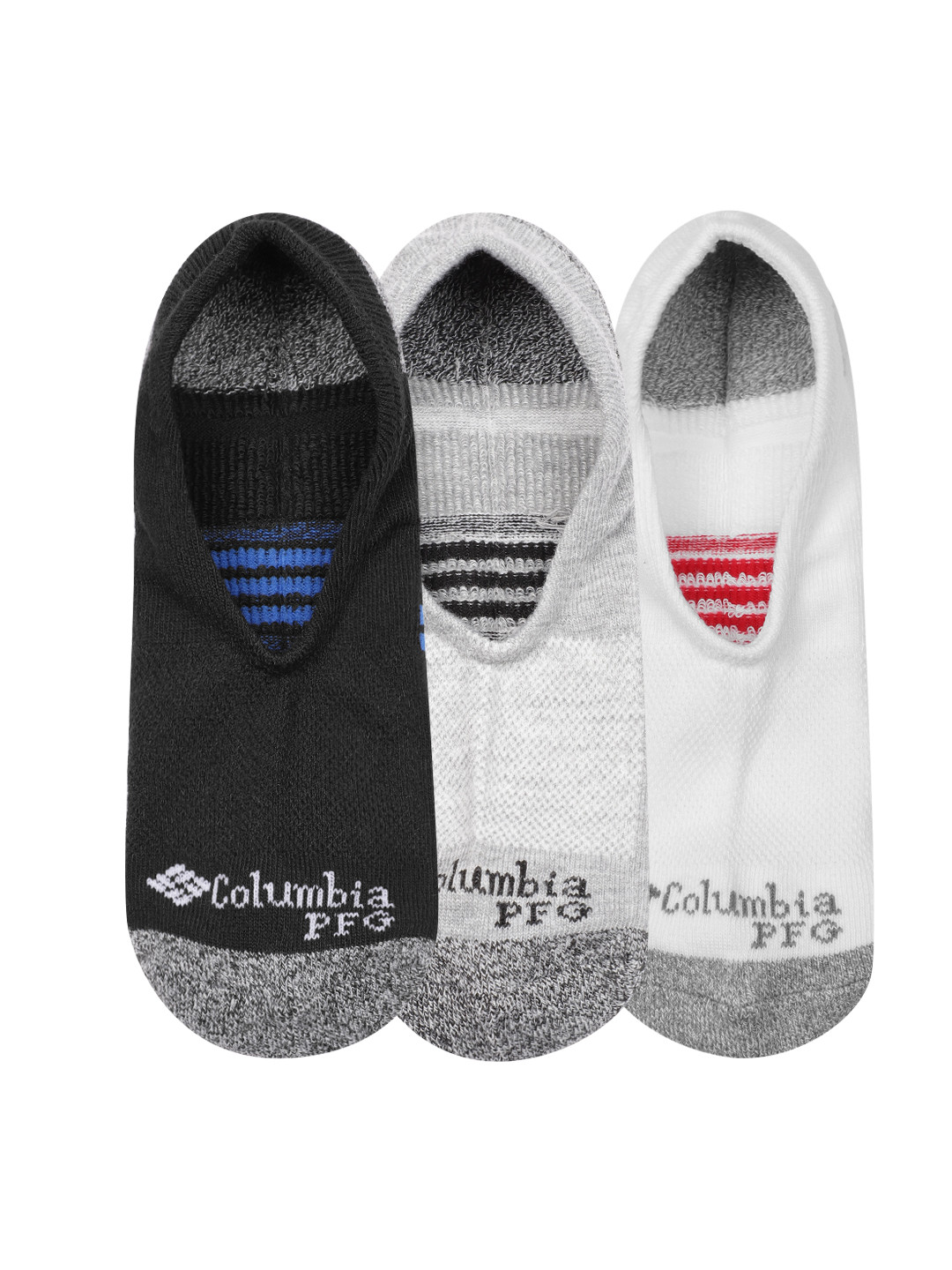 Columbia Men Pack of 3 Patterned Ankle Length PFG Accent Stripe Eclipse Liner Socks