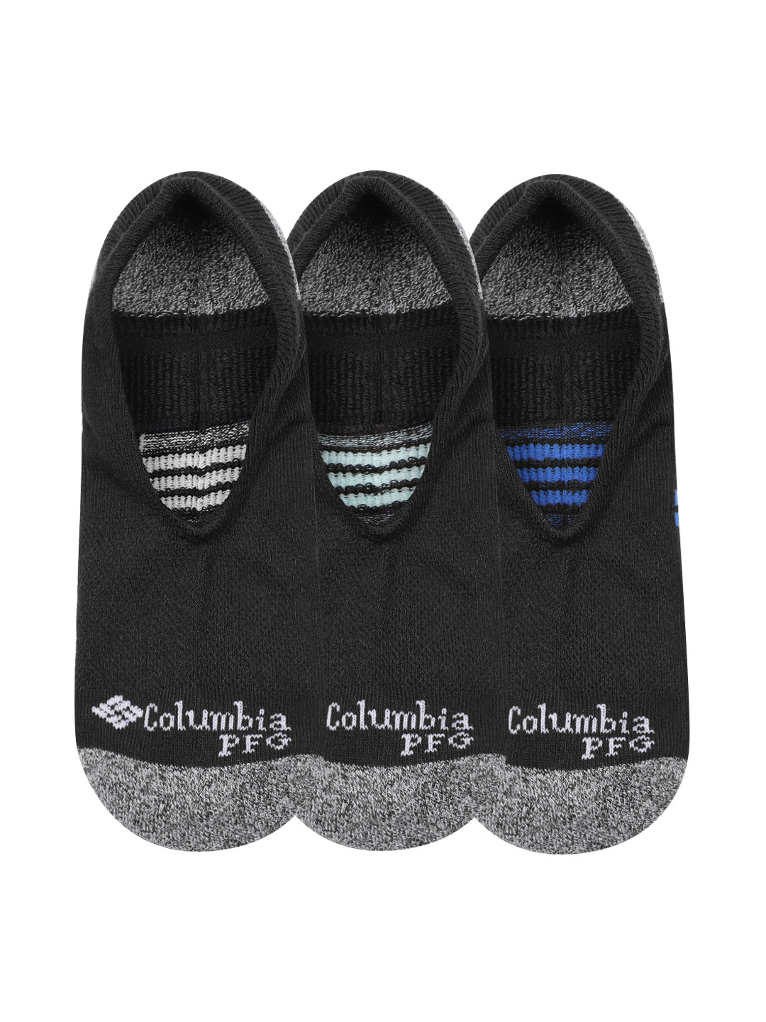 Columbia Men Pack of 3 Patterned Ankle Length PFG Accent Stripe Eclipse Liner Socks