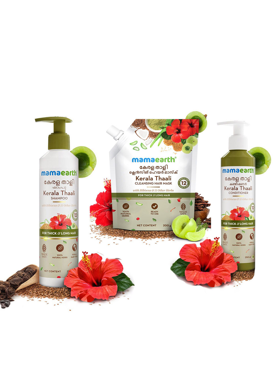 Mamaearth Kerala Thaali Cleansing Hair Mask 200g + Conditioner 250ml + Shampoo 250ml