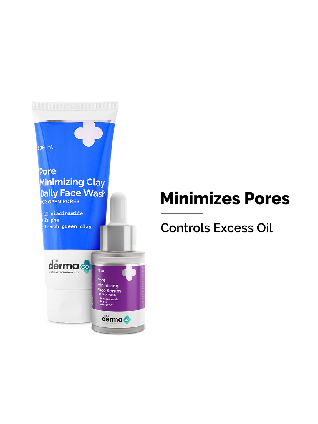 The Derma co. Pore Minimizing Clay Daily Face Wash 100ml & Face Serum 30ml