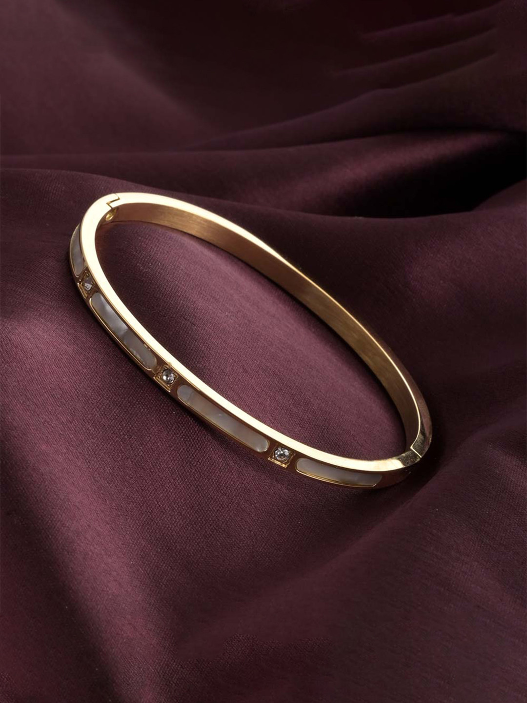 PALMONAS Luminous Lore Gold-Plated Cubic Zirconia Kada Bracelet