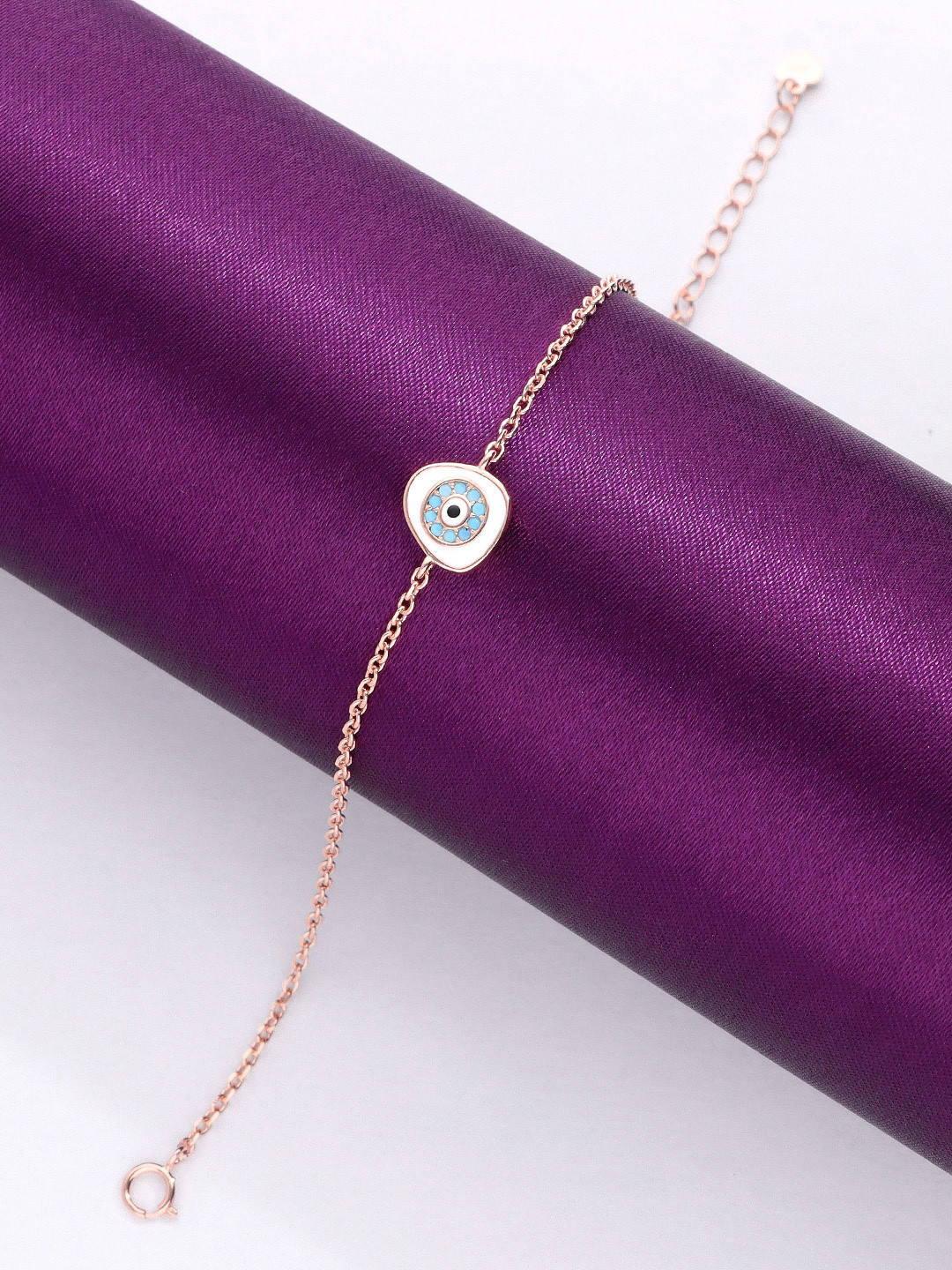 KAI JEWEL Sterling Silver CZ Studded Rose Gold-Plated Minimalistic Link Bracelet