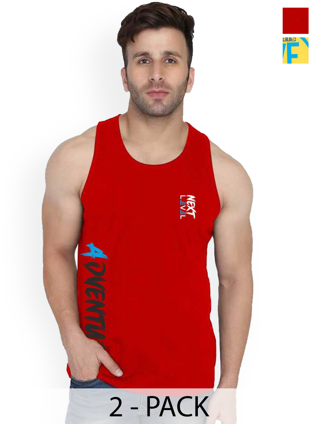 SLOWLORIS Men Pack Of 2 Printed Innerwear Vests