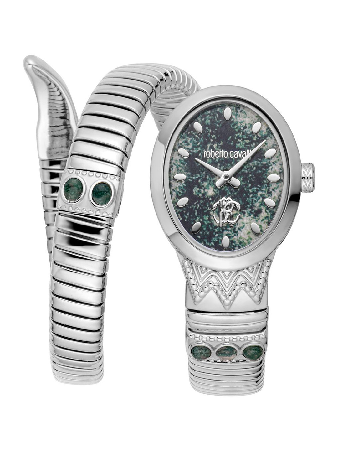 Roberto Cavalli Women Patterned Dial & Stainless Steel Wrap Around Straps Analogue Watch RC5L104M0015