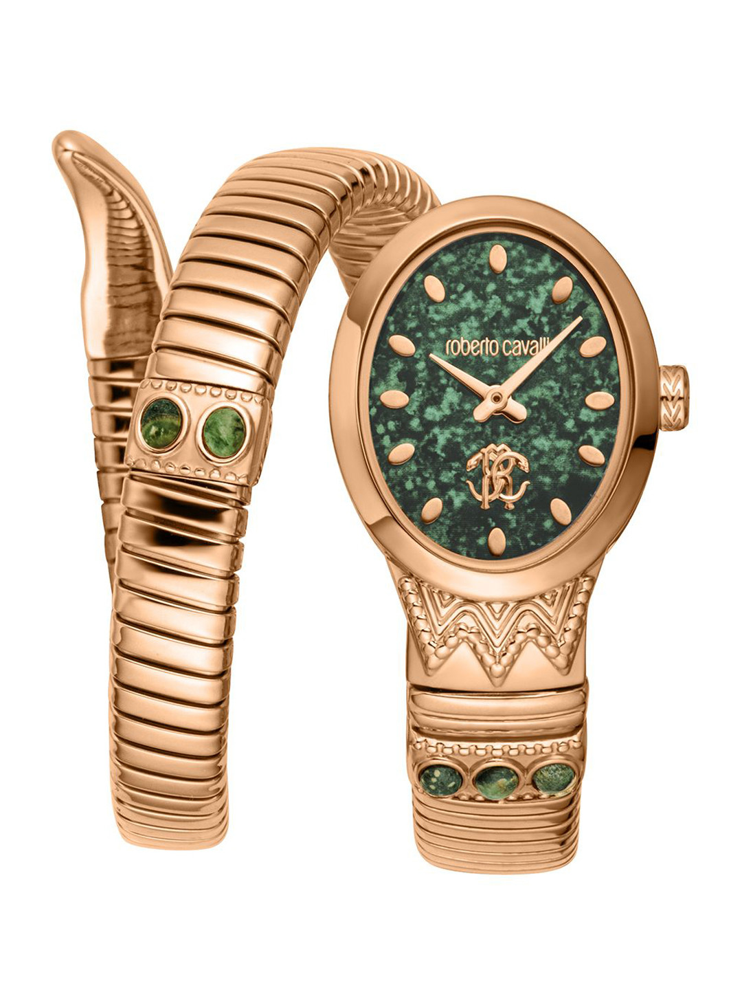 Roberto Cavalli Women Patterned Dial & Stainless Steel Bracelet Style Straps Analogue Watch RC5L104M0045