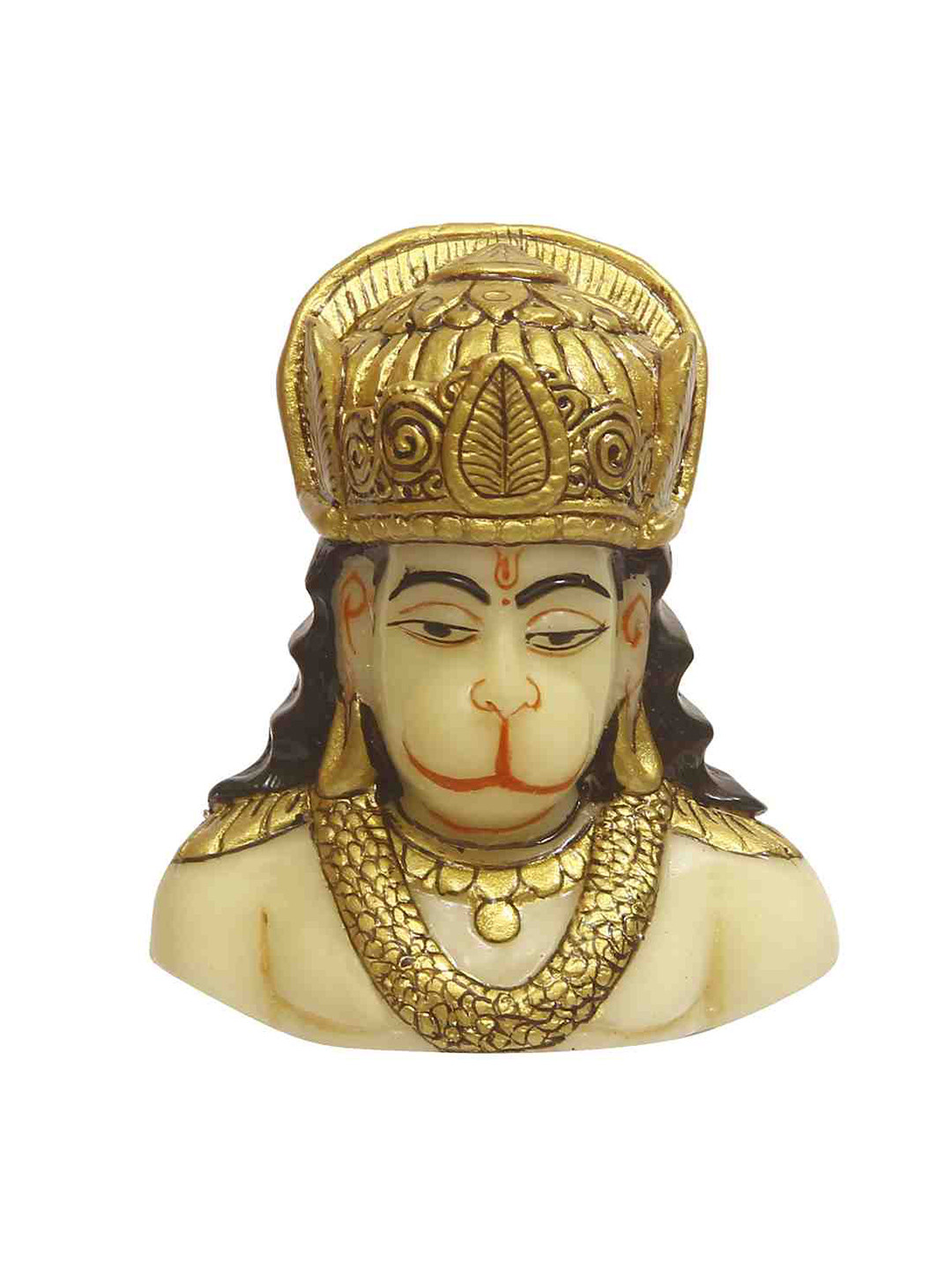 HANDICRAFTS PARADISE Lord Hanumanji Off White Marble Glossy Prayer Room Medium Showpiece - 3.7 Inches