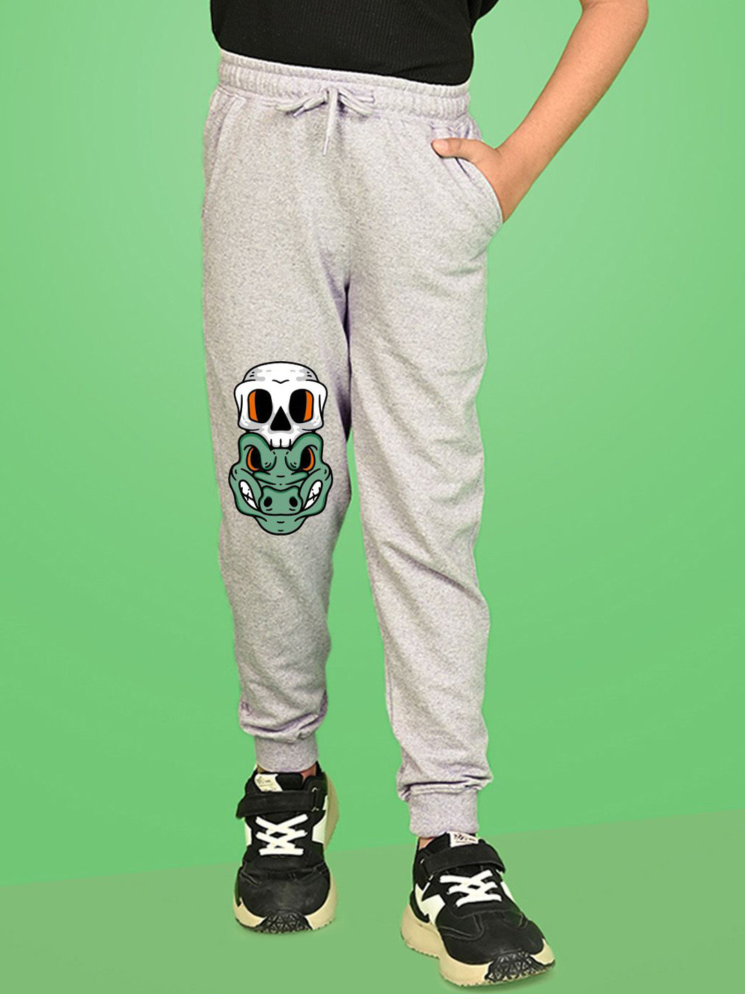 NUSYL Boys Crocodile Face Printed Cotton Regular Fit Joggers Track Pants