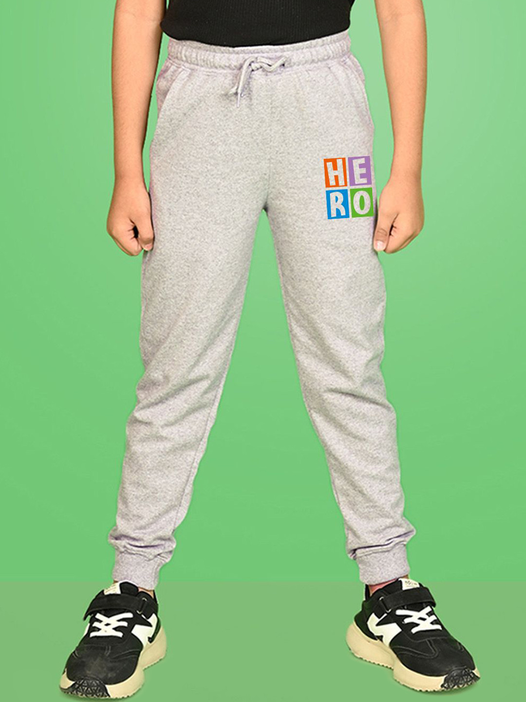 NUSYL Boys Grey Hero Text Printed Ankle Length Track Pants