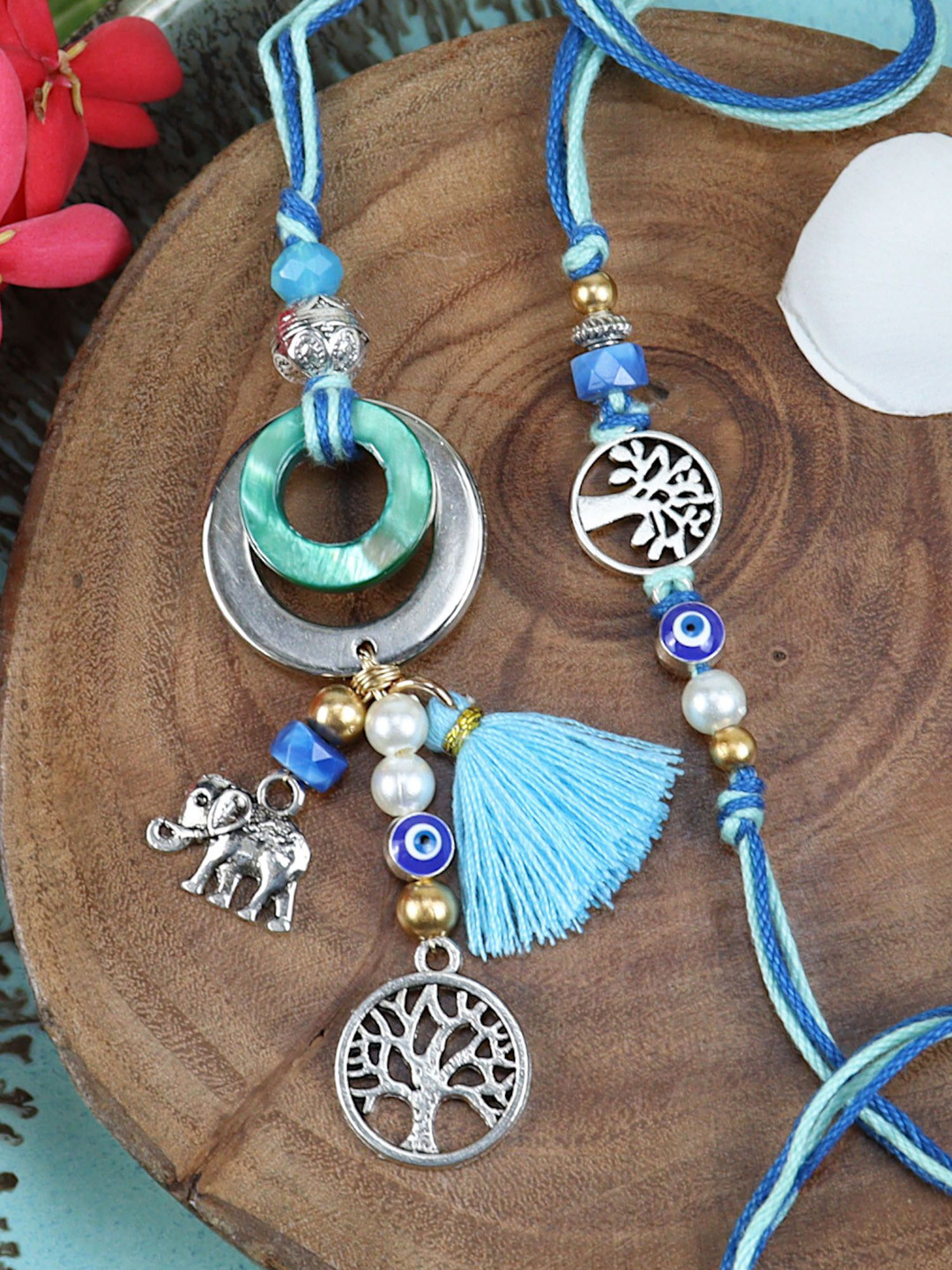 Asthetika Tree of Life Evil Eye Bhaiya Bhabhi Rakhi With Roli Chawal