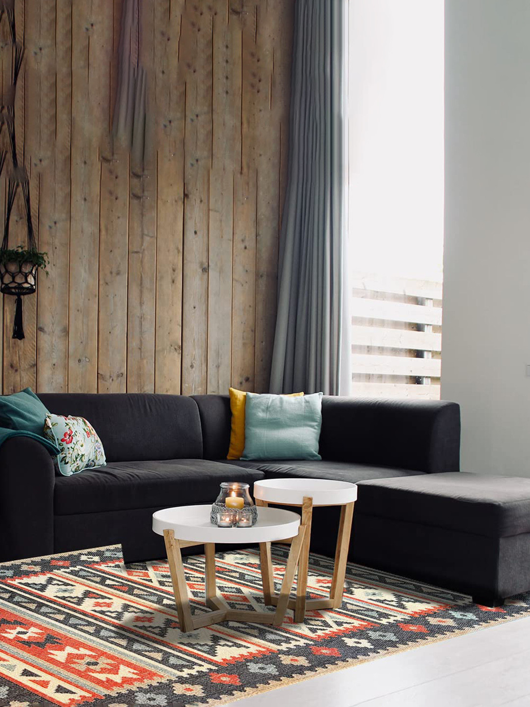 Sapana Carpet-Mats Black & Re Ethnic Motifs Printed Carpet