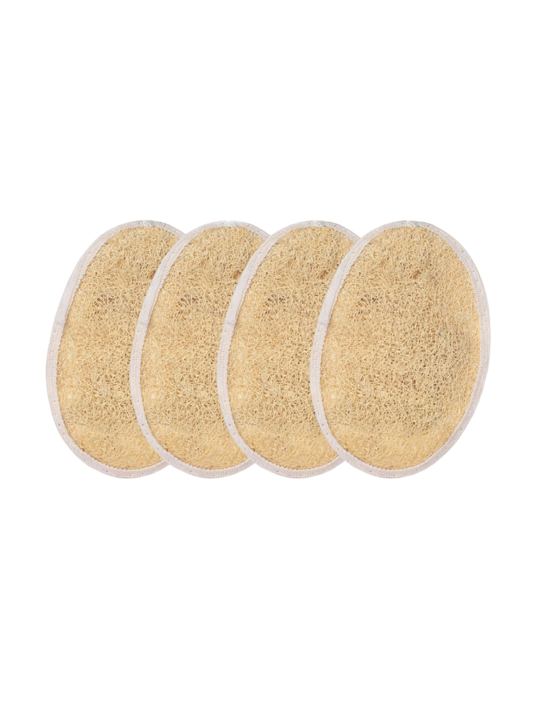 CareDone 4-Pcs Natural Ridge Gourd Body Scrubber Loofah - Beige