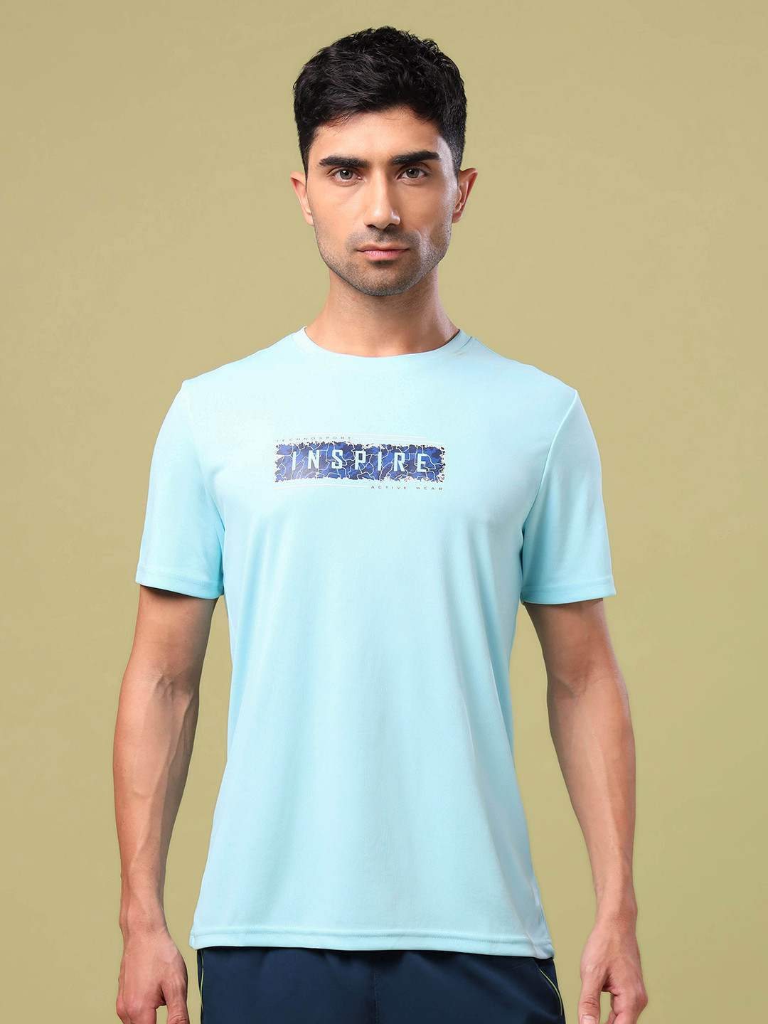 Technosport Typography Printed Slim-Fit Antimicrobial Sports T-shirt with TECHNOCOOL+