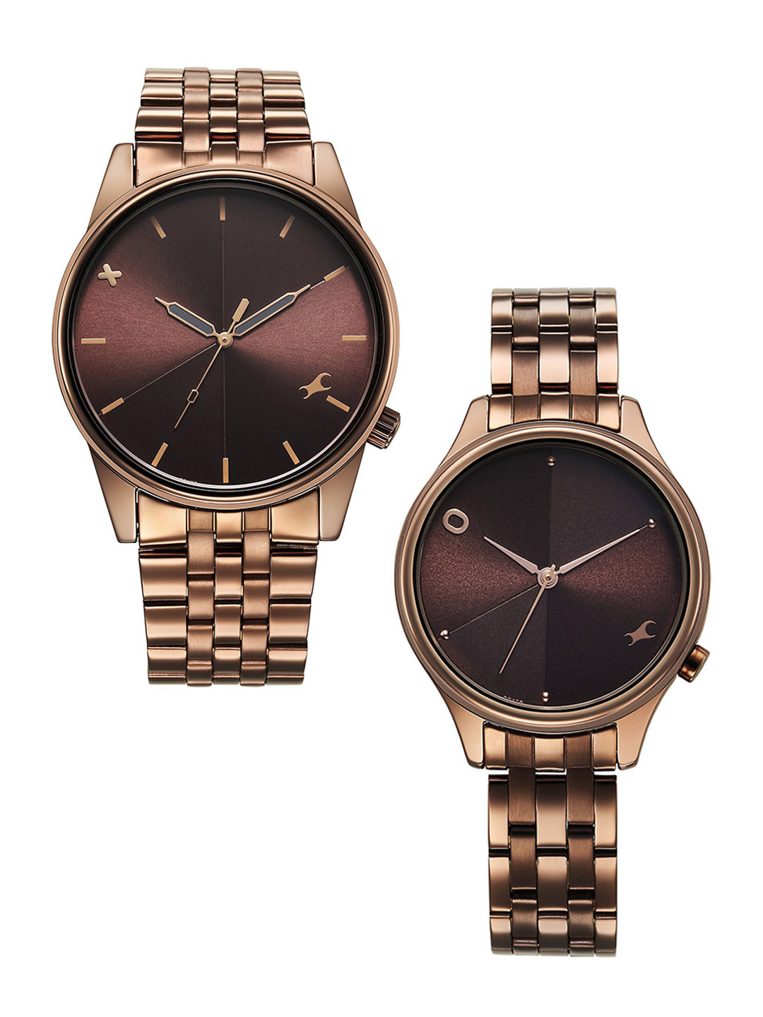 Fastrack Unisex Brass Embellished Dial & Bracelet Style Straps Analogue Watch 33056296QM02P